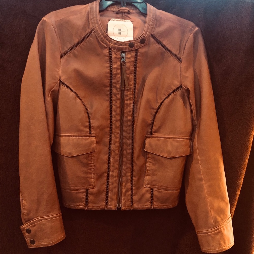 Anthropologie Leather Like Bomber Jacket EUC